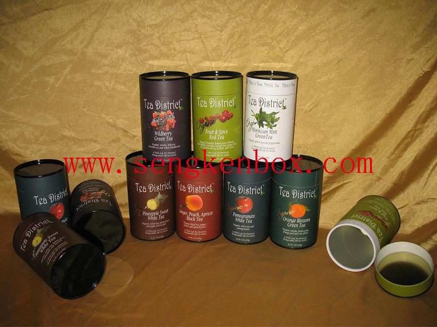 Fruit Tea Packaging Round Tube With Black Metal Lid