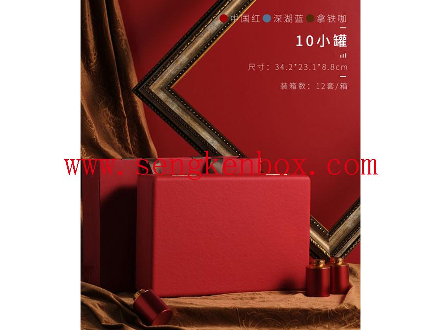 Pudełko na herbatę z czerwonej skóry w Chinach