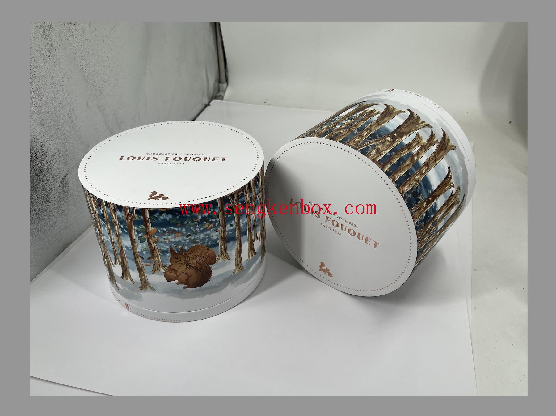 2-częściowe okrągłe pudełko upominkowe na czekoladę z papierową wkładką