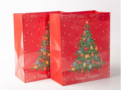 Red Christmas Tree Gift Paper Bags