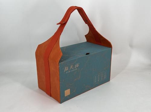 Sprzedaż OEM i ODM Double Celadon Tea Jar Gift Box with Leather Handle